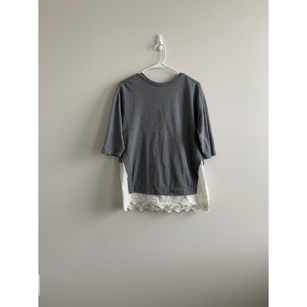 Matilda Jane layered look top Size Small 3/4 Sleeve Lace Trim